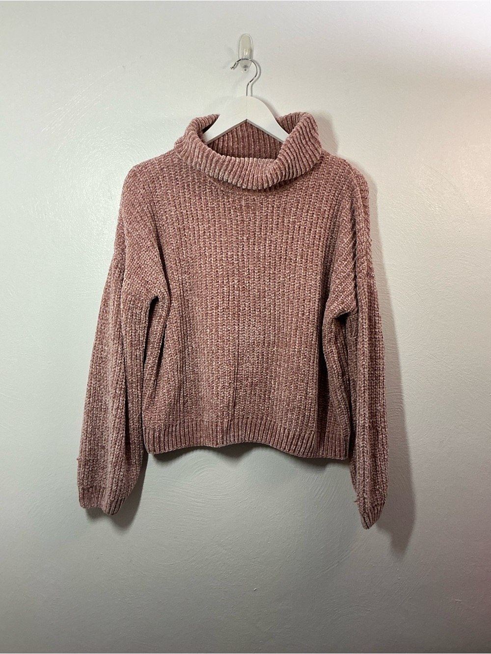Pink Rose Cozy Pink Chenille Turtleneck Sweater Size XL